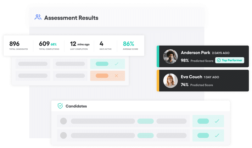 Vervoe's candidates assessment results product feature