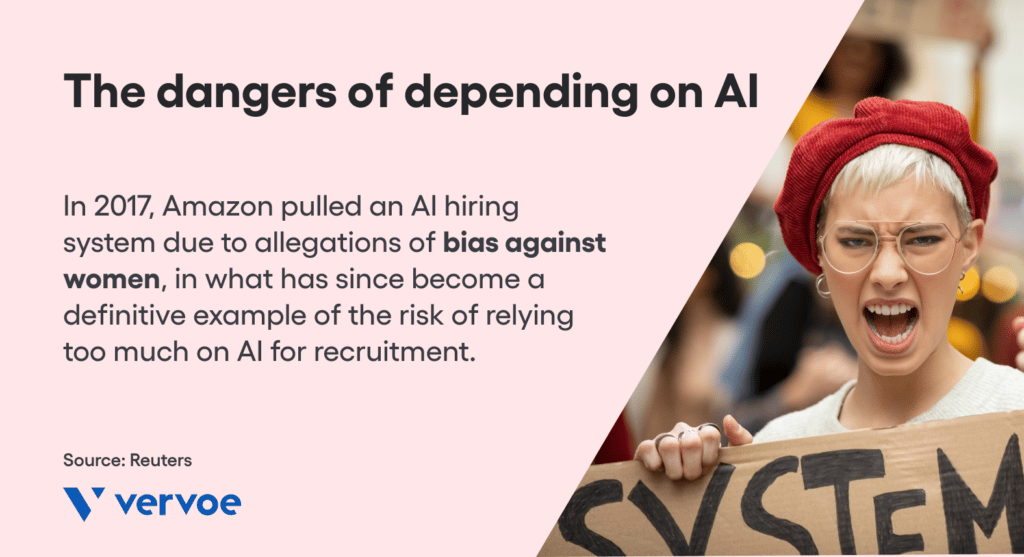 一名女性抗议亚马逊使用糟糕的人工智能招聘而不是公正的机器学习。