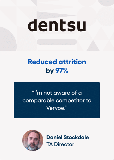 A quote from danial stockdale, ta director at dentsu: i'm not aware of a comparable competitor to vervoe